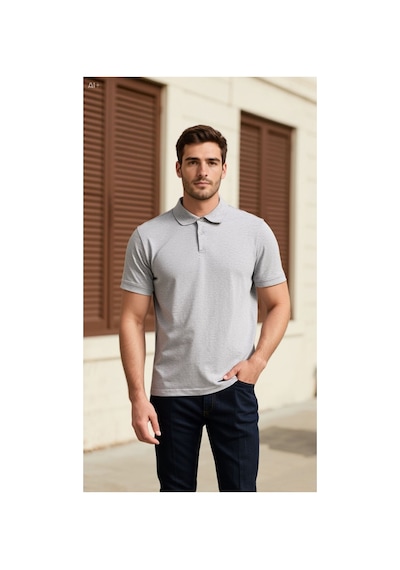 Gebze İş Güvenliği Penye Polo Yaka T-shirt İş Güvenliği Cepsiz Kısa Kol Gri