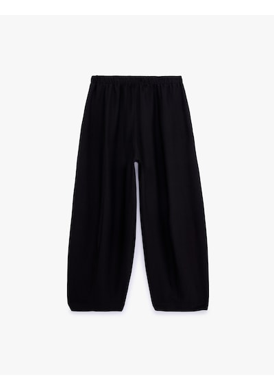 Koton Viskon Kumaş Beli Bağcıklı Loose Fit Cepli Balon Pantolon Siyah 7wak40043pw