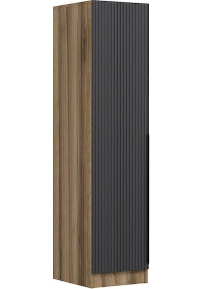 Minar Kale 1 Kapaklı Raflı Dolap Dore - Antrasit Çizgili Mebran 210cm