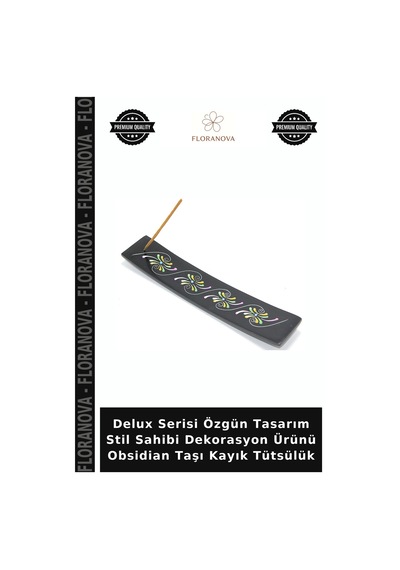 Delux Serisi Özgün Tasarım Stil Sahibi Dekorasyon Ürünü Obsidian Taşı Kayık Tütsülük