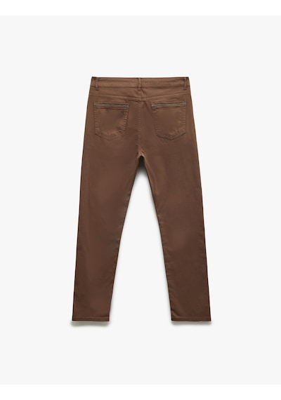 Koton Pamuklu Straight Fit Gabardin Pantolon Kahverengi 5sam40098hw Kahve Kahverengi
