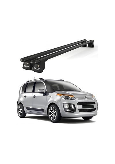 Trio-ı Citroen C3 Picasso 2009-2017 Uyumlu Siyah Kilitli Ara Atkı 120cm Port Bagaj Tavan Barı