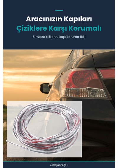 Silikonlu Araç Kapı Koruma Fitili Kapı Çarpma Çizik Önleyici Fitil 5 Metre 5 M