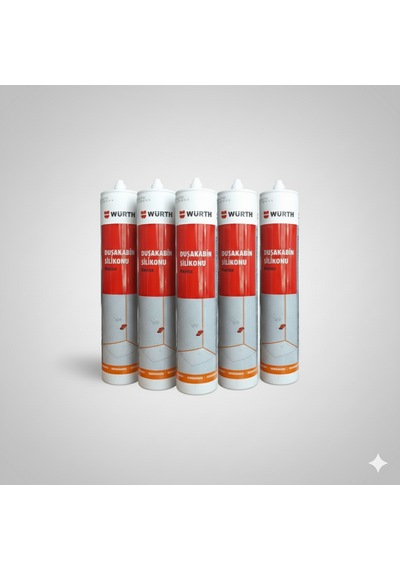 Würth Duşakabin Silikonu Beyaz Su Geçirmez Ve Sızdırmaz 310 Ml 5 Adet Beyaz
