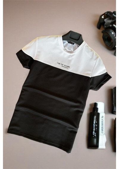 Ft 2469 For The Oceans Flok Baskı Slim Fit Erkek Tshirt 001