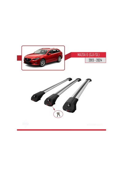 Mazda 6 Gj1/gl 2013 Ve Sonrası İle Uyumlu Ace-1 Ara Atkı Tavan Barı Gri 3 Adet Bar
