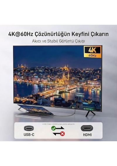 Usb C Hdmı Kablo 4k 60hz,2k 120hz,1080p 165hz Hdr Hdcp Type C To Hdmı 2.0 , İphone 15/16/17 Pro, Macbook İpad Pro/air, S25 İle Uyumlu 2 Metre