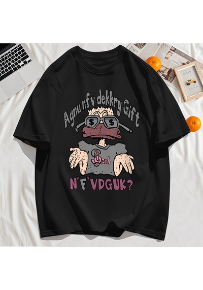 Startmore Y2k Vintage Tişört Tee Bir İnsan Gözlük Giyen Baskı Siyah