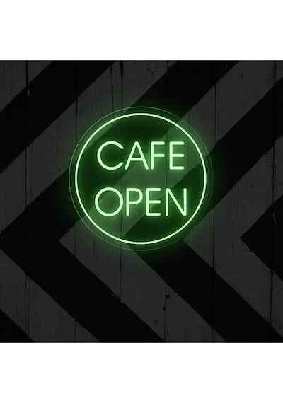 Cafe Open Yazılı Neon Tabela Yeşil