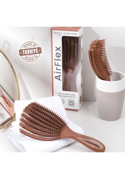 Airflex Multifonksiyonel Dolaşık Açıcı Saç Fırçası - Moka
