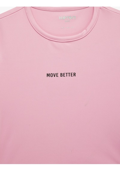 Koton Slim Fit Bisiklet Yaka Kısa Kollu Baskılı Crop Spor Tişört Pembe 7wak10129nk Gül