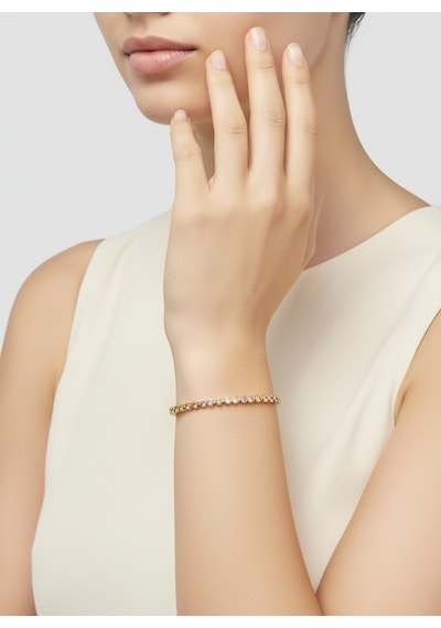 Valmont Accessories Kadın Gold Renk Toz Pembe Taşlı Su Yolu Bileklik