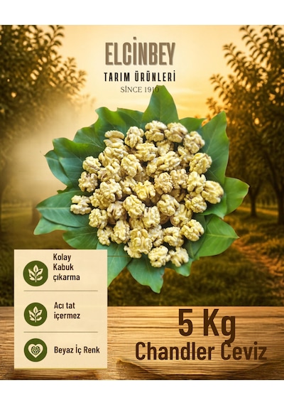 Elçinbey Tarım Ürünleri Yerli Üretim Chandler Ceviz 3 Kg İnce Kabuklu - Kolay Kırılır 5 KG