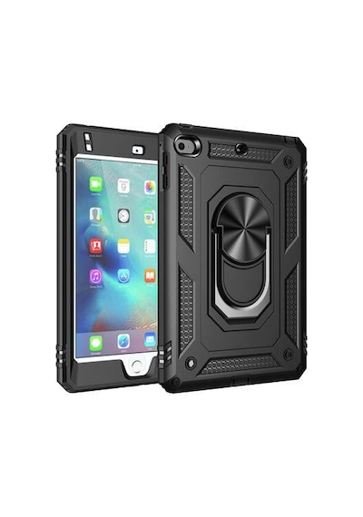Apple Uyumlu iPad Mini 4/5 Kılıf Yüzüklü Standlı Armor Zırh Silikon Ultra Koruma Arka Kapak
