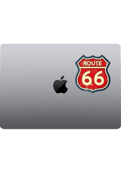 Route 66 Araba, Motorsiklet, Kask, Laptop, Cam Sticker 12x10 Cm