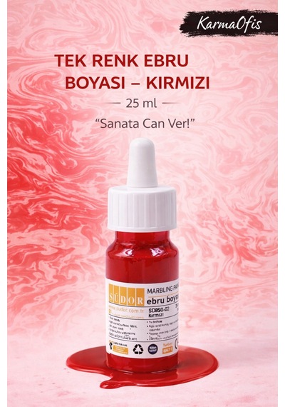 Kırmızı Renk Ebru Boyası 25 Ml Yoğun Pigment, Su Bazlı
