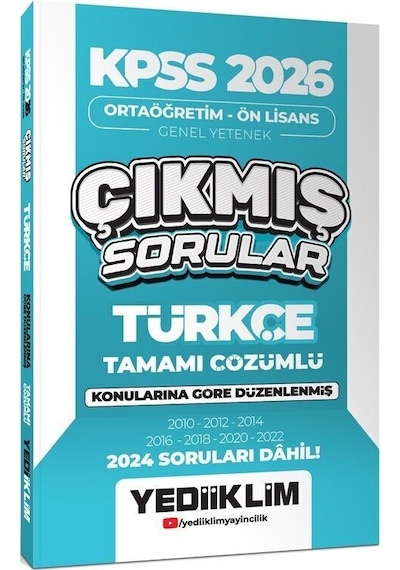 2026 Kpss Ortaöğretim Önlisans Türkçe Konularına Göre Çıkmış Sorular Yediiklim Yayınları