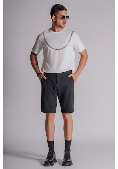 Braccas Erkek Yandan Cepli Klasik Bel Slim Fit Chino Şort Siyah Siyah