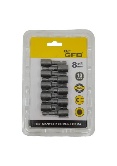 Mıknatıslı Somun Adaptörü Lokma Başlığı 8mm X 45mm 10'lu