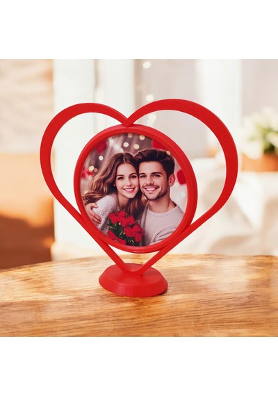 Kalp Tasarımlı Fotoğraf Çerçevesi 3d Baskı Dekoratif Masa Çerçevesi