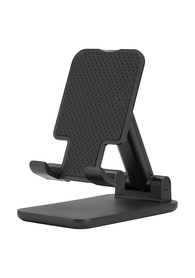Ayarlanabilir Yükseklikli Masaüstü Telefon Ve Tablet Standı Katlanabilir, Çok Açılı, Kaymaz Silikon Pedli Tutucu Siyah