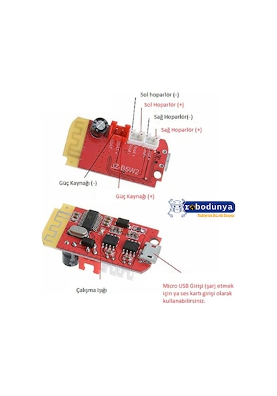 Ct14 Bluetooth Amfi Devresi 5V 2X5W Şarj Edilebilir Amfi Modülü