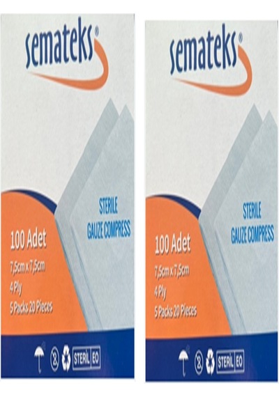 Semateks Steril Gaz Kompres Sapnaç 7.5 x 7.5 CM 2 x 100 Adet
