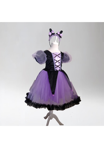 Moda Sitesi Kuromi Kostüm ,cadı Kostümü , Kız Çocuk Halloween, Balo Elbisesi Siyah - Lila