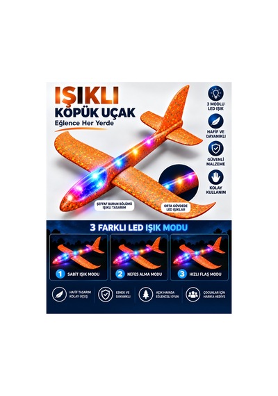 Led Işıklı Köpük Uçak Oyuncak -büyük Boy Hafif Ve Dayanıklı Eva Köpük Kolay Kurulum Açık Hava Çocuk Oyuncağı - 921723640