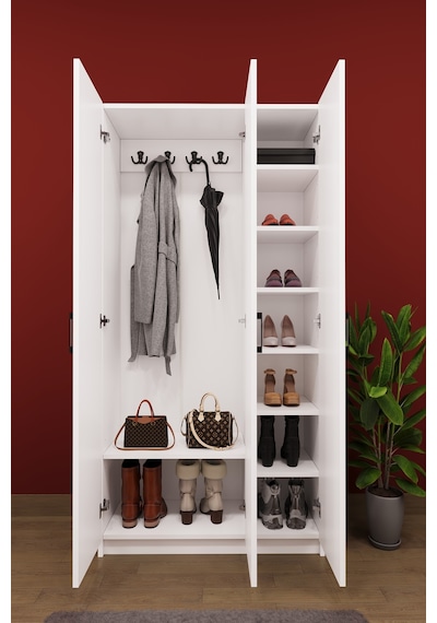 Asra Trend Vestiyer & Portmanto V-07 %100 MDF 3 Kapaklı Ayakkabılık Dolabı Beyaz