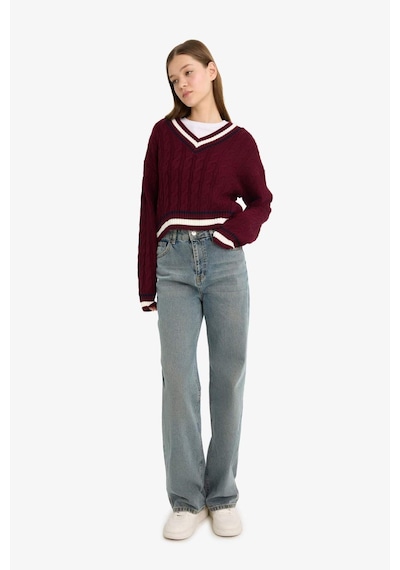 Defacto Coool Regular Fit V Yaka Kazak C7321ax25wnbr456 Bordo