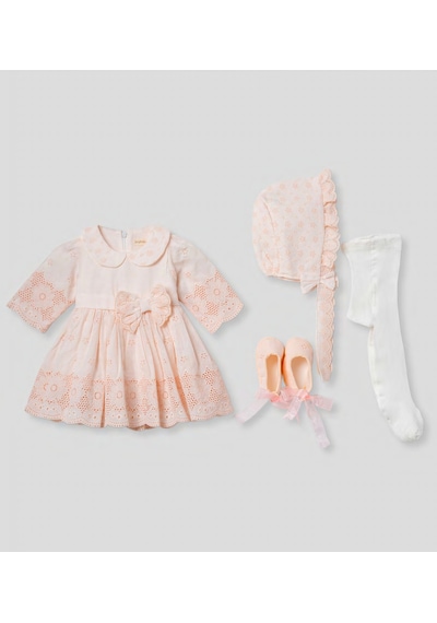 Pugi Baby Kız Bebek Şık Dantelli Mevlüt / Özel Gün Elbisesi Açık Pembe1