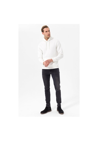 Süvari Oversize Geniş Kesim Pamuklu Yumuşak Dokulu Içi Polarlı Basic Kapüşonlu Sweatshirt Beyaz