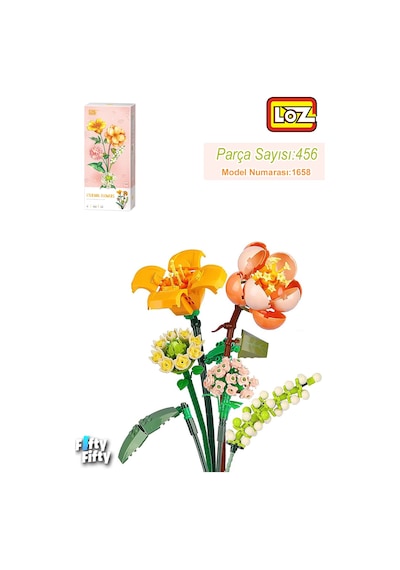 Loz Dekoratif Ve Koleksiyonluk Çiçek Buketi 633 Parça Çiçek Modeli Yapım Seti Fflz-4601
