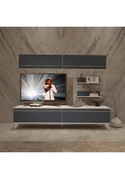 Decoraktiv Eko 5 Mdf Std Retro Tv Ünitesi Tv Sehpası Beyaz - Antrasit