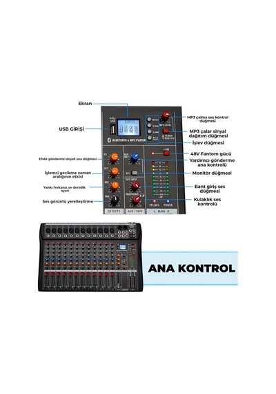 Midex - Deck Mikser 12 Kanal Ses Mikseri (DM-12)