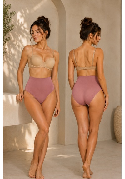 Fit Women Kadın Yüksek Bel Esnek Gül Kuru Külot Gül Kurusu