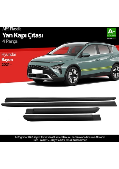 S-dizayn Hyundai Bayon Abs Plastik Yan Kapı Koruma Çıtası 2021 Üzeri A+ Kalite