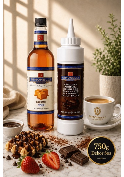 Simonelli Çikolata Aromalı Kahve ve Tatlı Dekor Sosu Sıkılabilir Şişe 750 G