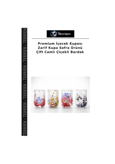 Premium İçecek Kupası Zarif Kupa Sofra Ürünü Çift Camlı Çiçekli Bardak Çok Renkli