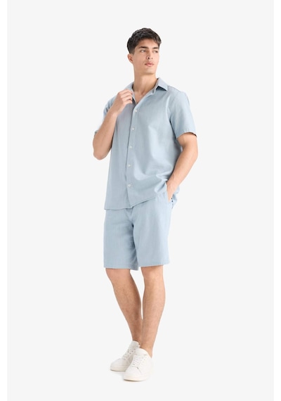 DeFacto %100 Pamuk Relax Fit Cepli Keten Görünümlü Bermuda Şort C7381AX25SMBE524