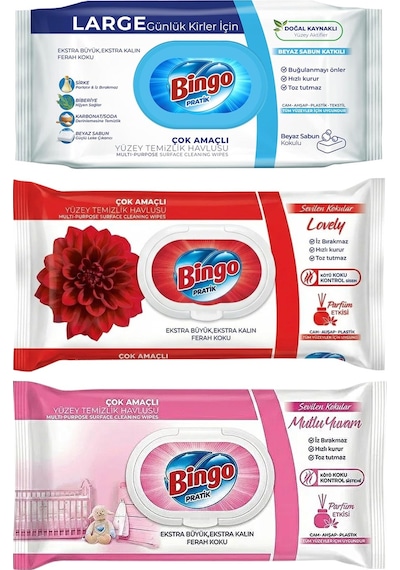 Bingo Yüzey Temizlik Havlusu 96 Lı 3 Lü Karma Paket Beyaz