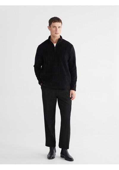 Lcwaıkıkı Classic Siyah Dik Yaka Polar Erkek Sweatshirt