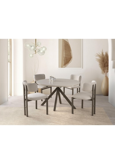 Nova T Yuvarlak Açılır Mutfak Masa Sandalye Takımı 70x120cm Krem