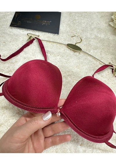 Le Jardin Valeria Biyeli Taşlı Mikro Push-up Arkası İp Detaylı Sü Bordo