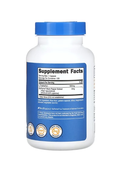 Nutricost, L-tryptophan, 500 Mg, 120 Capsules. Tr Tek Yetkili...
