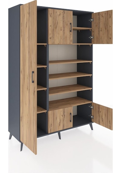 Hyperion Dolap 10 Raflı 5 Kapaklı 132x44x195 Antrasit-çam/çam Antrasit