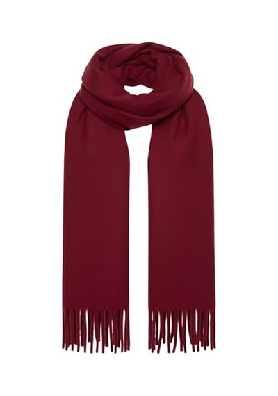 Bermody Puffy Yumuşak Dokulu Kadın Atkı Şal Omuz Şalı 50 X 190 Cm Bordo