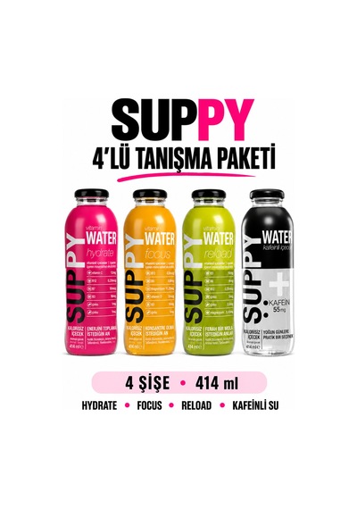 Suppy Tanışma Paketi 414 Ml Hydrate Focus Reload Kafeinli Su 4'lü