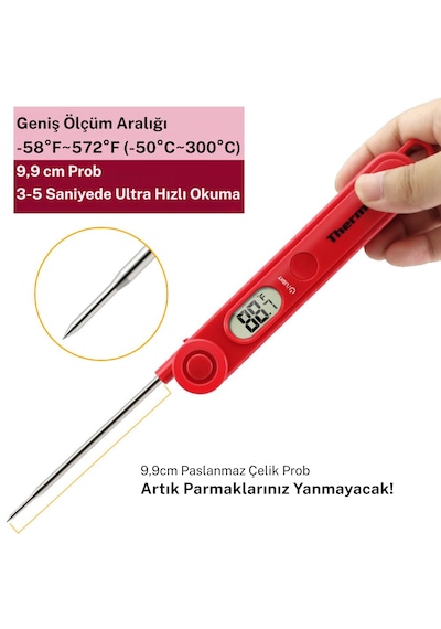 Thermopro Tp03b Su Geçirmez Katlanabilir Profesyonel Gıda Pişirme Termometresi